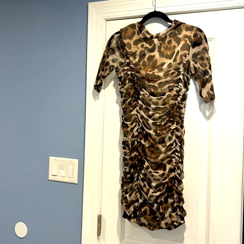 Venus leopard print stretch ruching dress